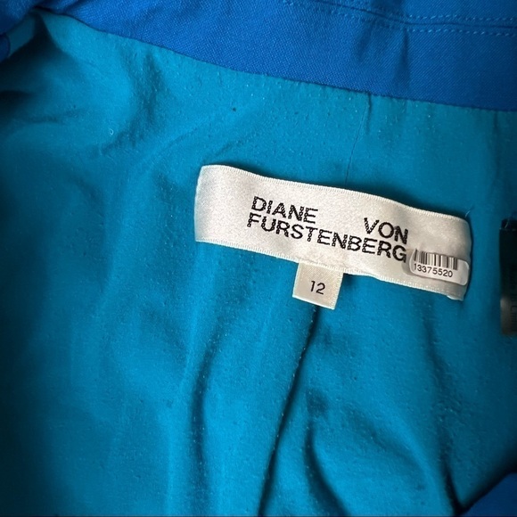 DIANE VON FURSTENBERG Ocean Blue Stretch Wool Single Button Tailored Blazer 12 - Picture 9 of 12
